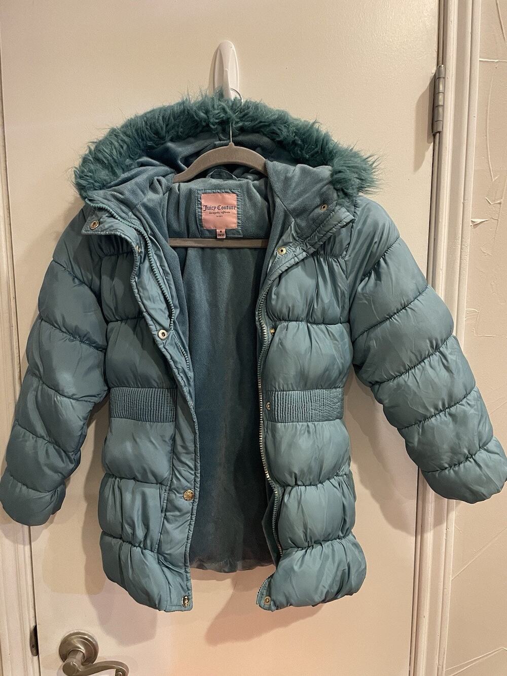 Juicy Couture Puffer Teal Jacket Kids Medium 10/12 Puff